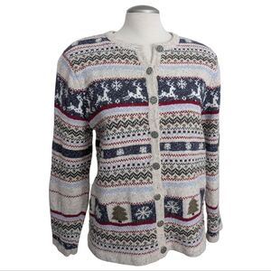 Northern Reflections Women's Cotton Cardigan Size Medium Hand Embroidered